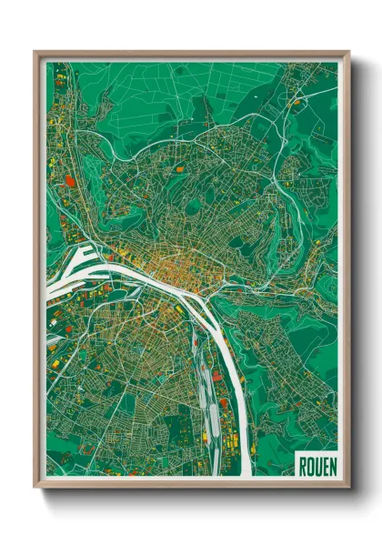 Une affiche de carte sur Rouen