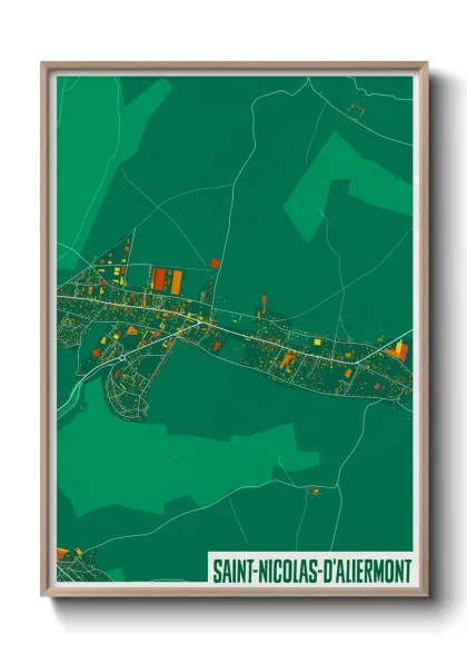 Une affiche de carte sur Saint-Nicolas-d'Aliermont