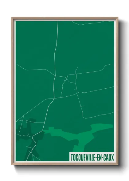 Une affiche de carte sur Tocqueville-en-Caux