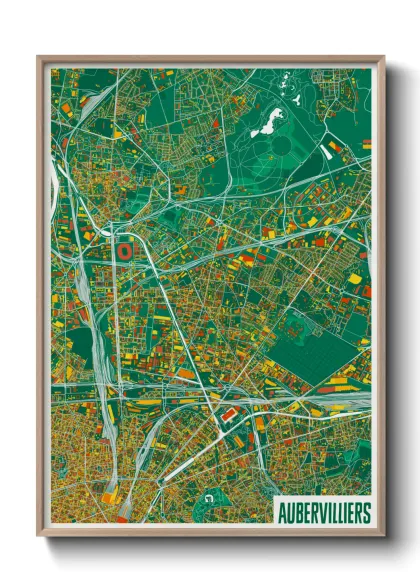 Une affiche de carte sur Aubervilliers