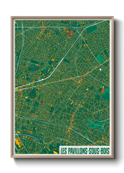 Une affiche de carte sur Les Pavillons-sous-Bois