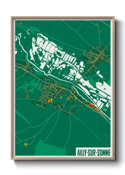 Une affiche de carte sur Ailly-sur-Somme