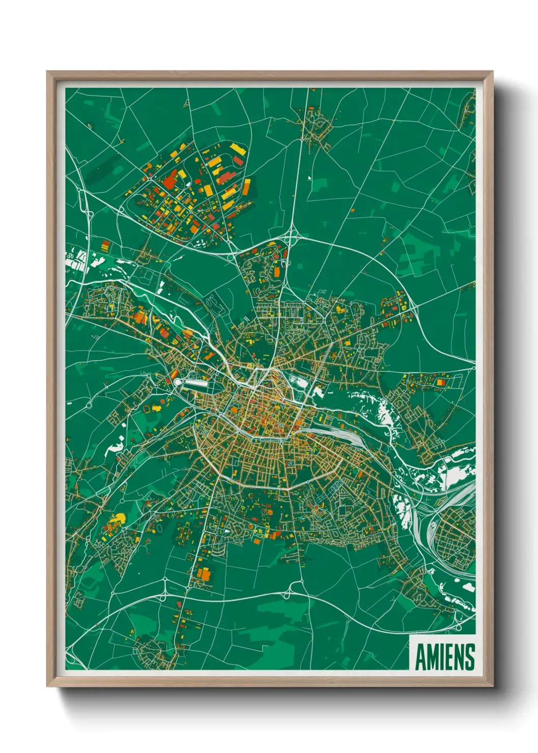 Un poster carte Amiens