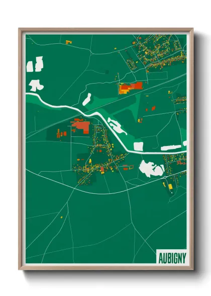 Une affiche de carte sur Aubigny