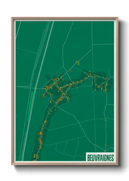 Une affiche de carte sur Beuvraignes