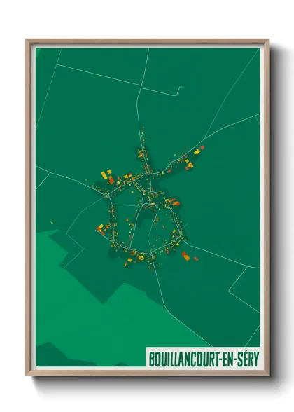Une affiche de carte sur Bouillancourt-en-Séry