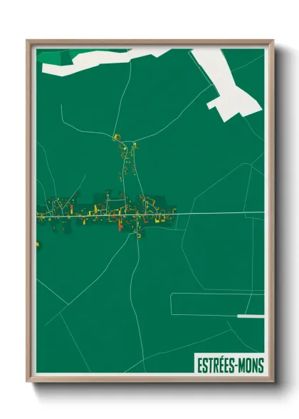 Une affiche de carte sur Estrées-Mons