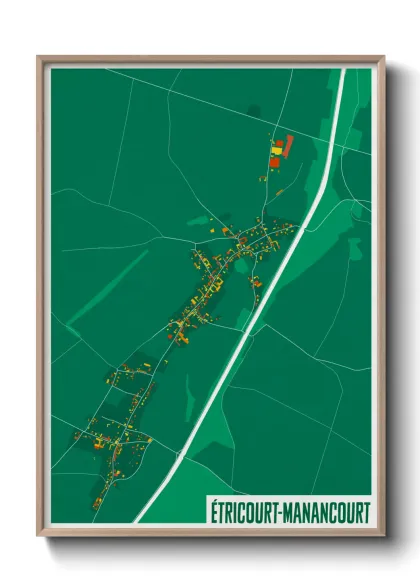 Une affiche de carte sur Étricourt-Manancourt