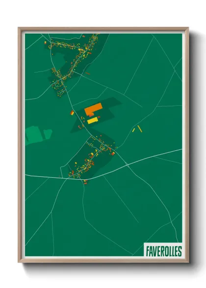 Une affiche de carte sur Faverolles