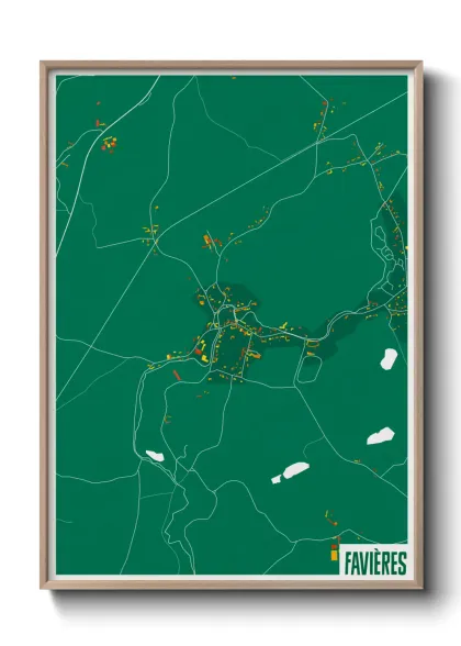 Une affiche de carte sur Favières