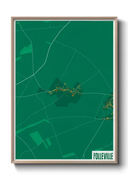 Une affiche de carte sur Folleville