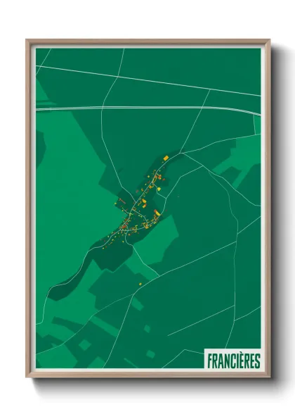 Une affiche de carte sur Francières