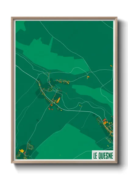 Une affiche de carte sur Le Quesne