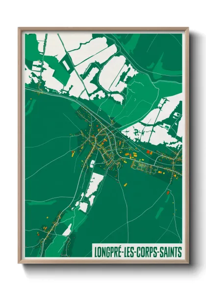 Une affiche de carte sur Longpré-les-Corps-Saints