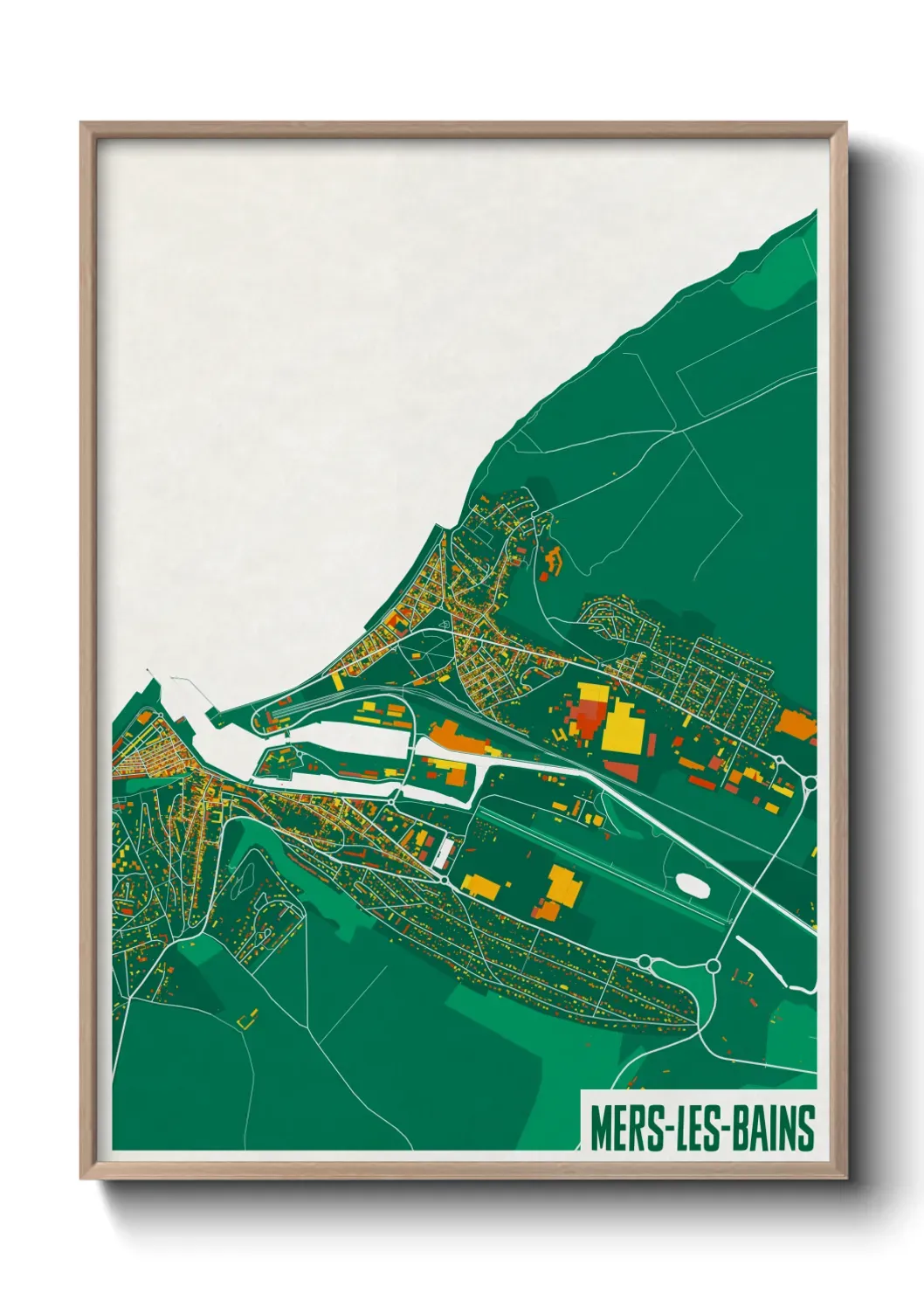 Un poster carte Mers-les-Bains