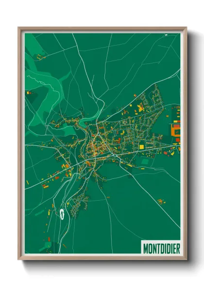 Une affiche de carte sur Montdidier
