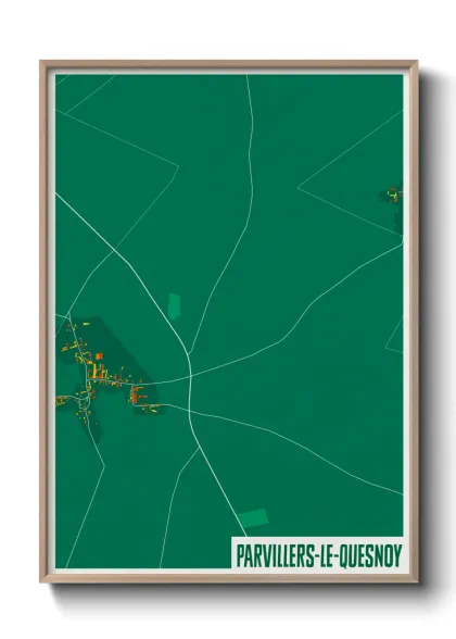 Une affiche de carte sur Parvillers-le-Quesnoy