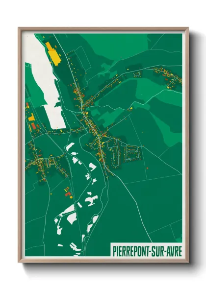 Une affiche de carte sur Pierrepont-sur-Avre