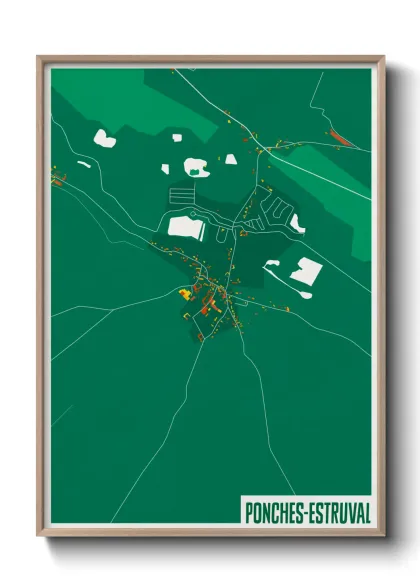 Une affiche de carte sur Ponches-Estruval