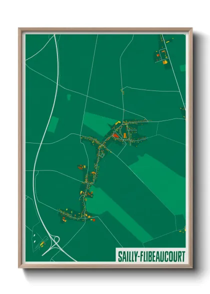 Une affiche de carte sur Sailly-Flibeaucourt