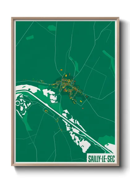 Une affiche de carte sur Sailly-le-Sec