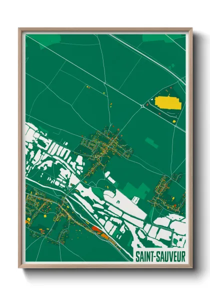 Une affiche de carte sur Saint-Sauveur