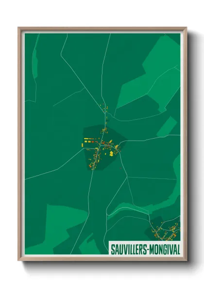 Une affiche de carte sur Sauvillers-Mongival