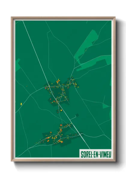 Une affiche de carte sur Sorel-en-Vimeu