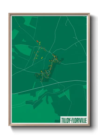 Une affiche de carte sur Tilloy-Floriville