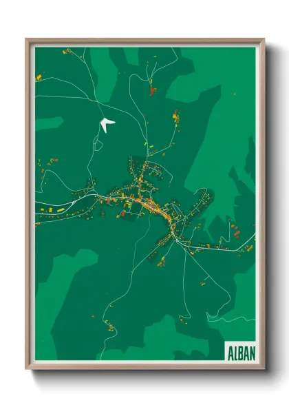 Une affiche de carte sur Alban