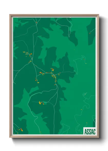 Une affiche de carte sur Assac