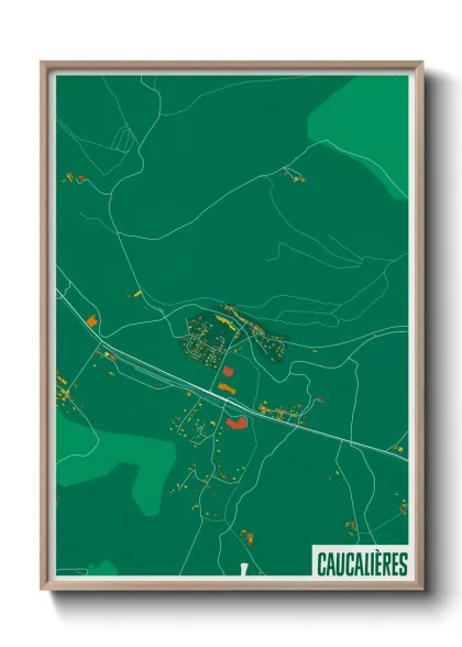 Une affiche de carte sur Caucalières
