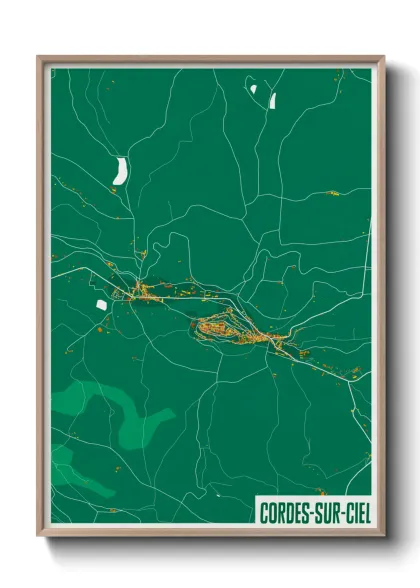 Une affiche de carte sur Cordes-sur-Ciel