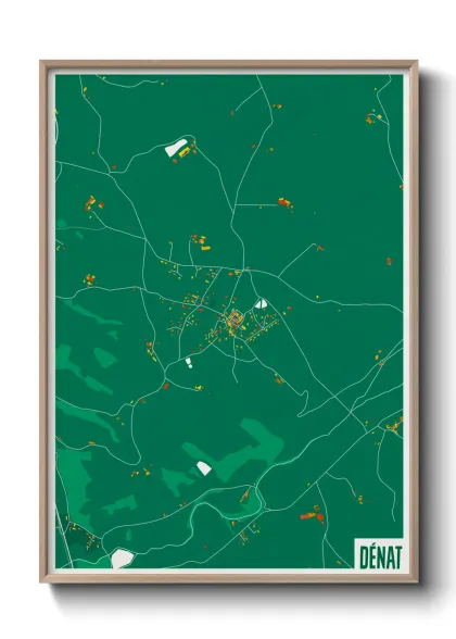 Une affiche de carte sur Dénat