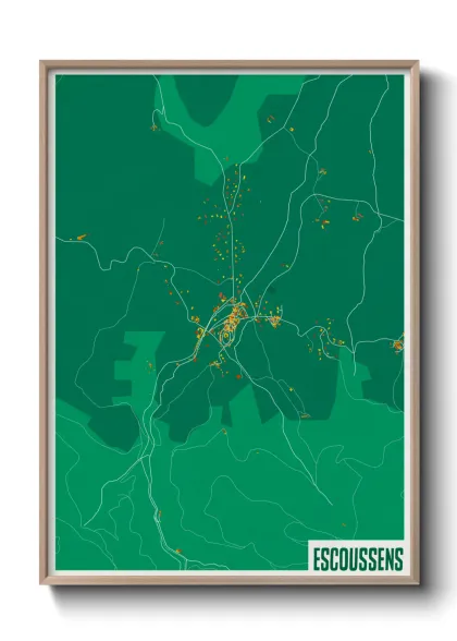 Une affiche de carte sur Escoussens