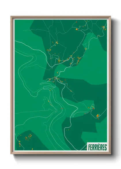Une affiche de carte sur Ferrières