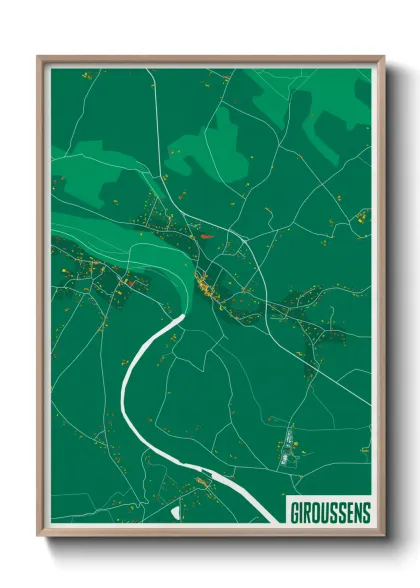 Une affiche de carte sur Giroussens