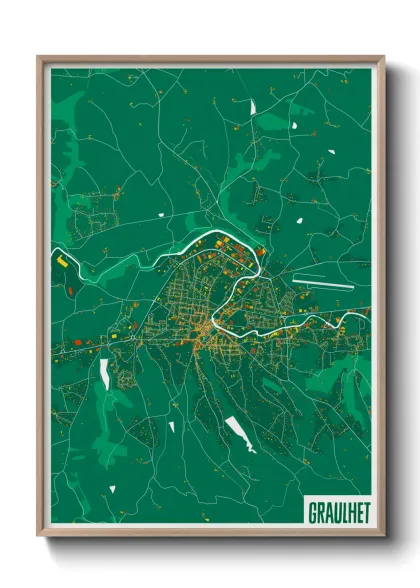 Une affiche de carte sur Graulhet