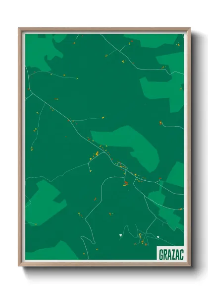 Une affiche de carte sur Grazac