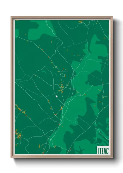 Une affiche de carte sur Itzac