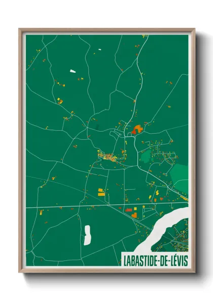 Une affiche de carte sur Labastide-de-Lévis