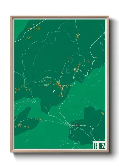 Une affiche de carte sur Le Bez