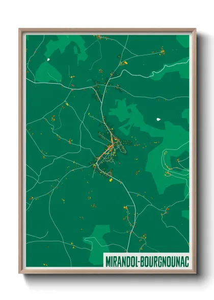 Une affiche de carte sur Mirandol-Bourgnounac