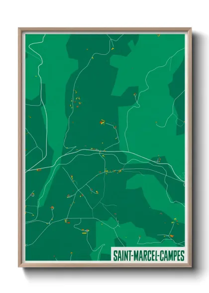 Une affiche de carte sur Saint-Marcel-Campes