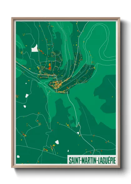 Une affiche de carte sur Saint-Martin-Laguépie