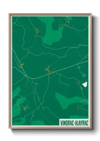 Une affiche de carte sur Vindrac-Alayrac