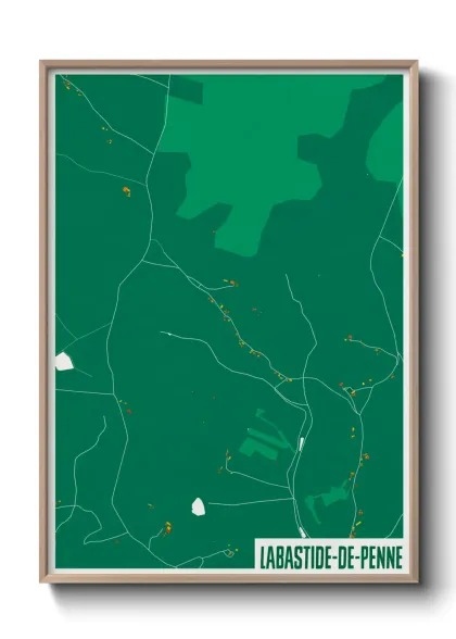 Une affiche de carte sur Labastide-de-Penne