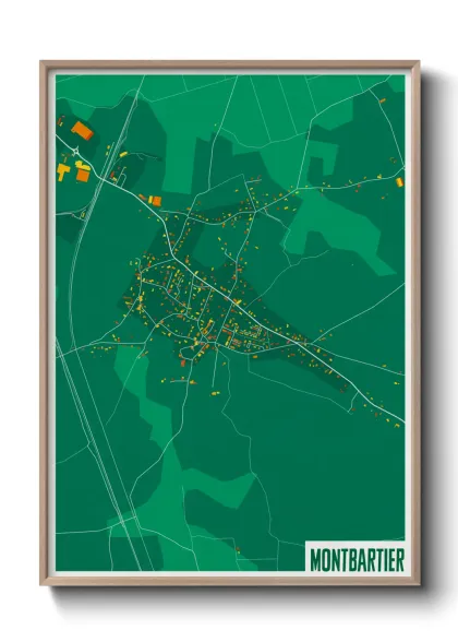 Une affiche de carte sur Montbartier