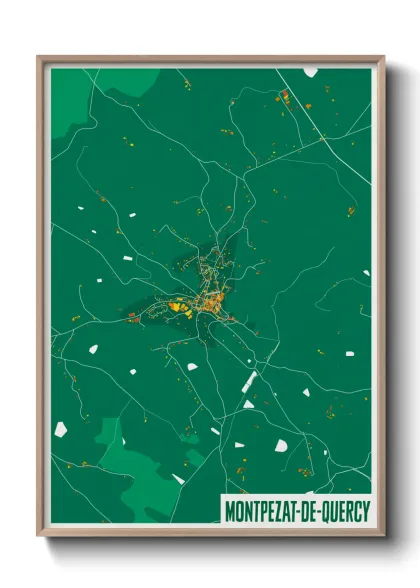 Une affiche de carte sur Montpezat-de-Quercy