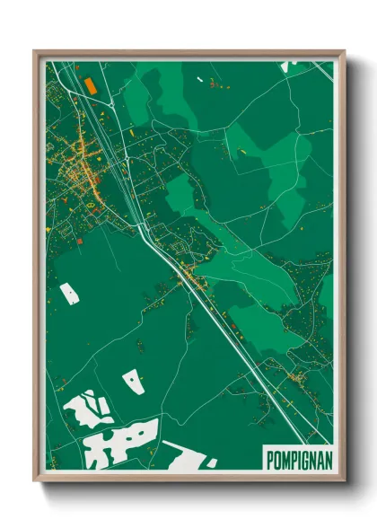 Une affiche de carte sur Pompignan